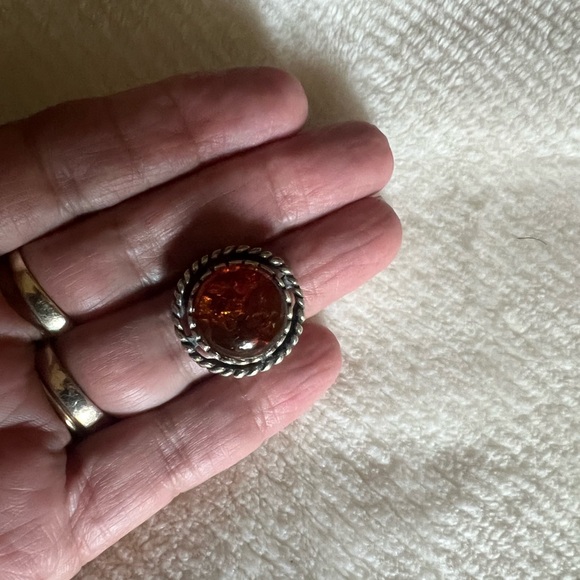 Didae Israel Made Sterling Large Amber 6 3/4 Ring - Picture 4 of 10